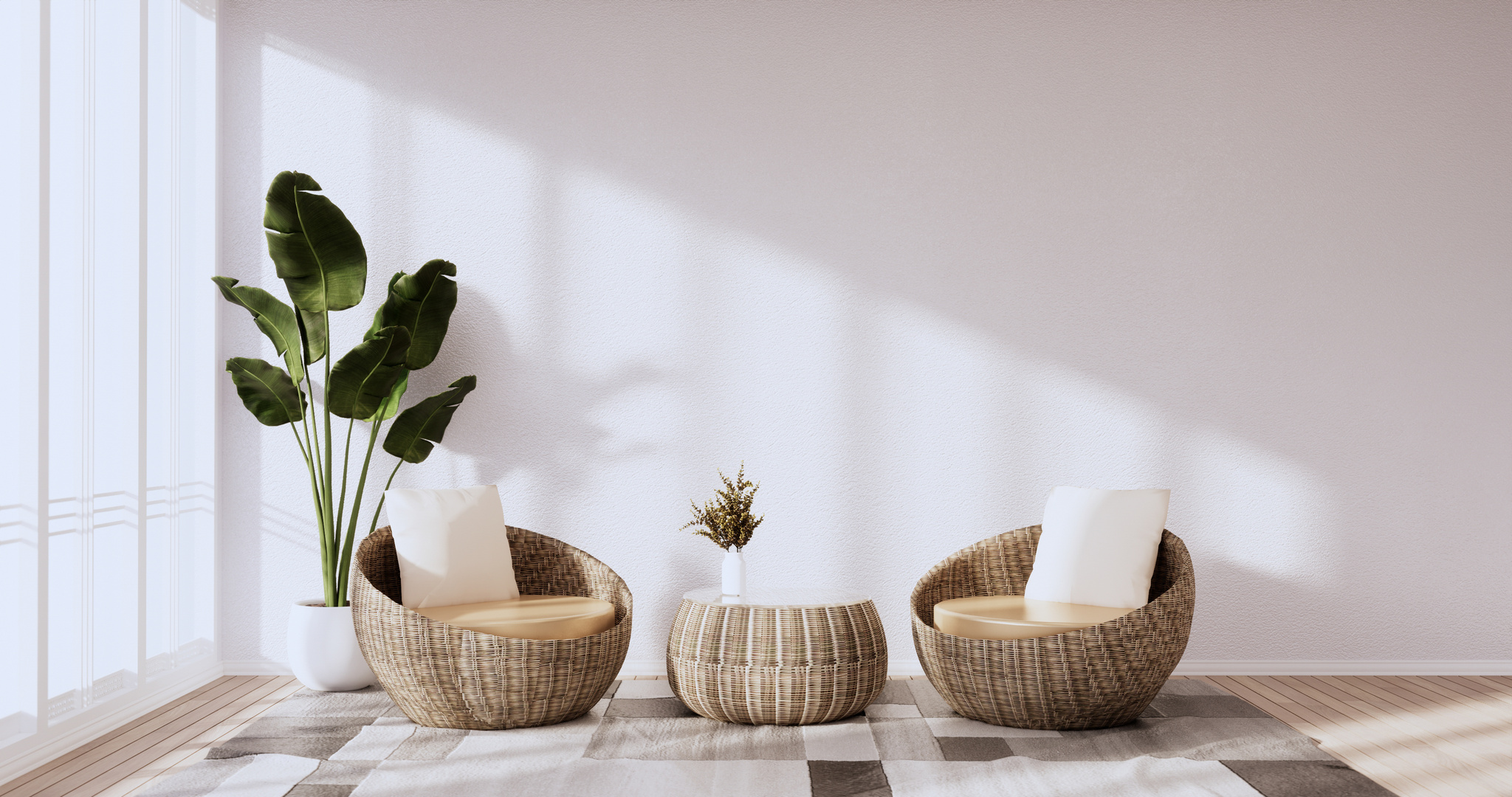 Interior,Living Room Modern Minimalist Has Sofa on White Wall Ba